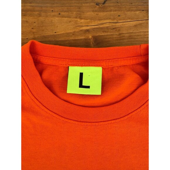 Supervsn Mens Orange Graphic Tee Shirt Large Cotton Crewneck Short Sleeve MINT & - Picture 4 of 9